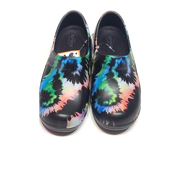Crocs Neria Pro II Graphic black Tie Dye work clogs women's size 5 NWT - Picture 2 of 7